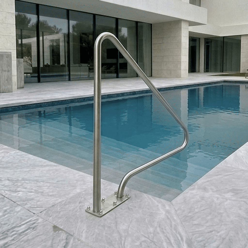 Pool Rail “P-shaped” (Baseplate Model) — Pool Rails